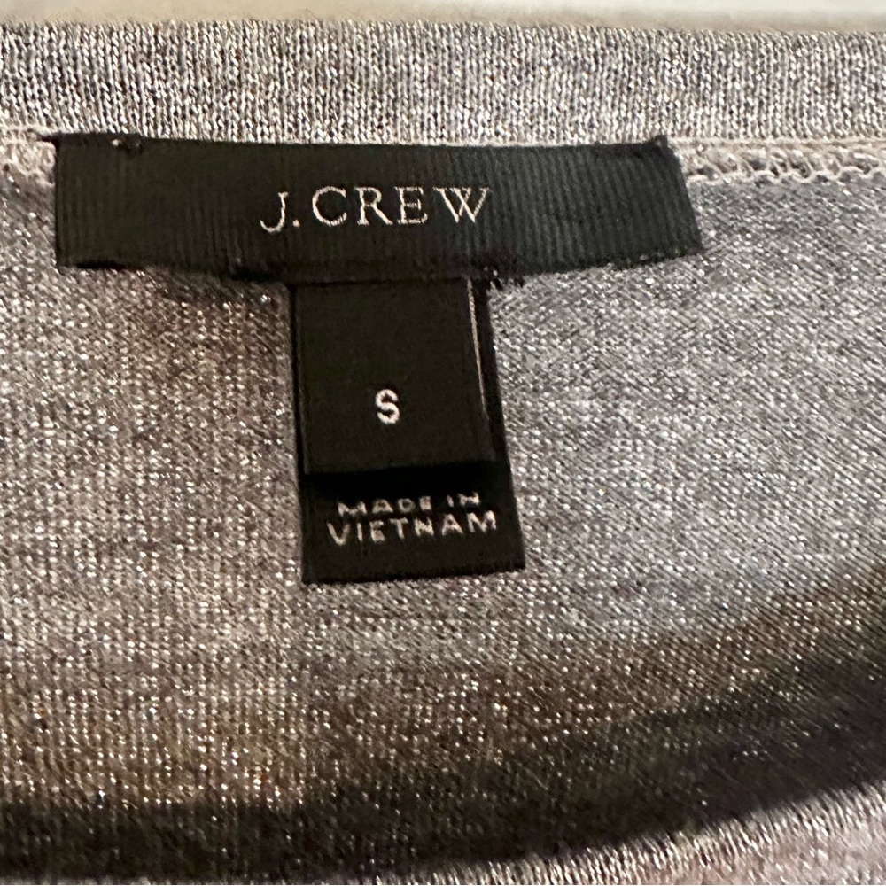 J. Crew Metallic Blouse Ruffle Sleeve Blouse Women's Small‎ Silver Party Holiday - Picture 6 of 9